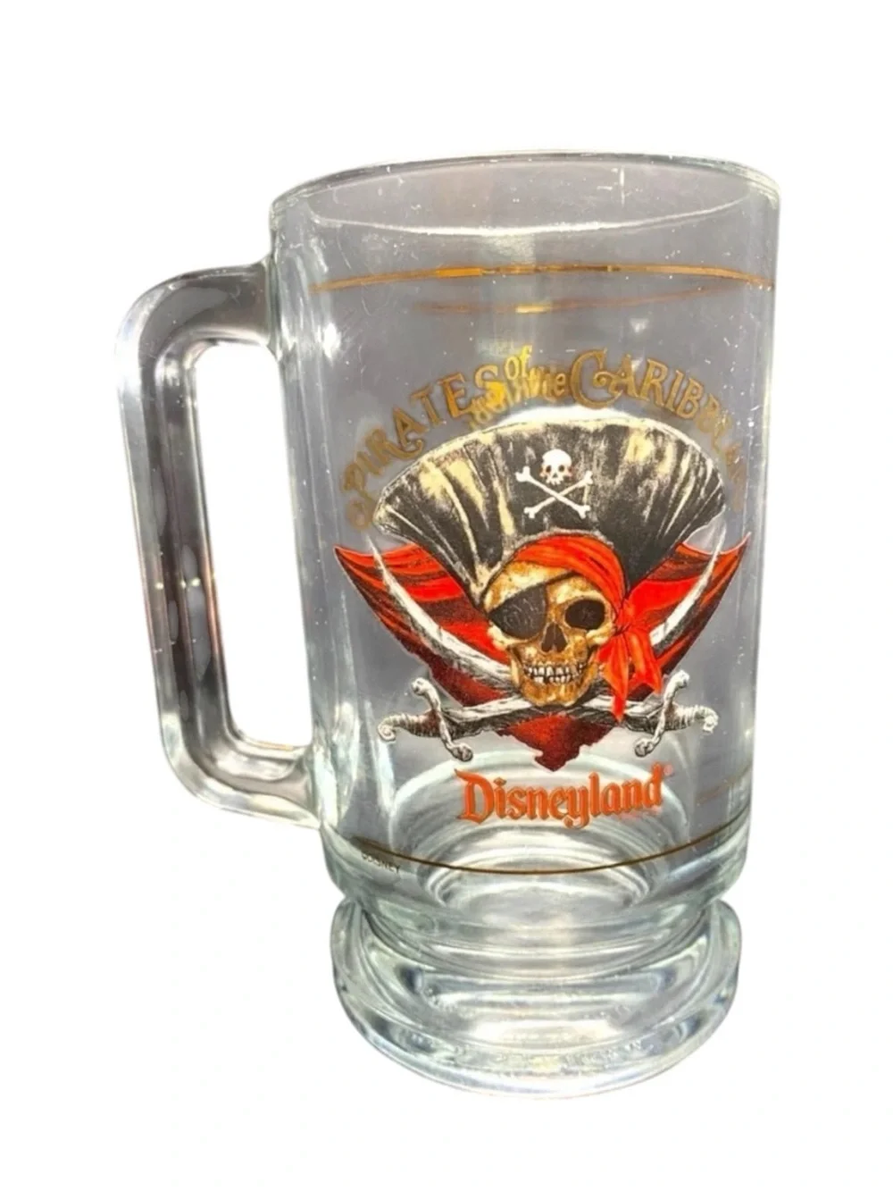 DISNEY Pirates of the Caribbean Beer Mug – Heavy Glass with Skull & Crossbones